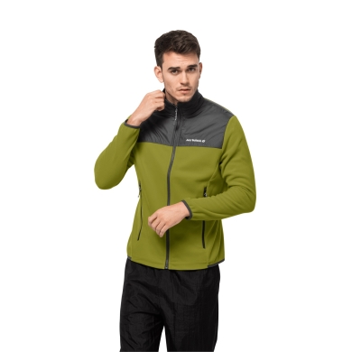 Jack Wolfskin Fleecejacke DNA Block Fleece - ciepła, na ramionach wiatroszczelna, wodoodporna - zielona męska